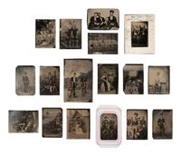 [EARLY PHOTOGRAPHY]. Large collection of assorted tintypes incl. large group portraits, bicyclists, & Edison Institute images.