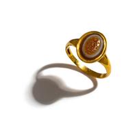A Roman Banded-Agate Ring Stone with the God Mercury — Set in a gold ring
