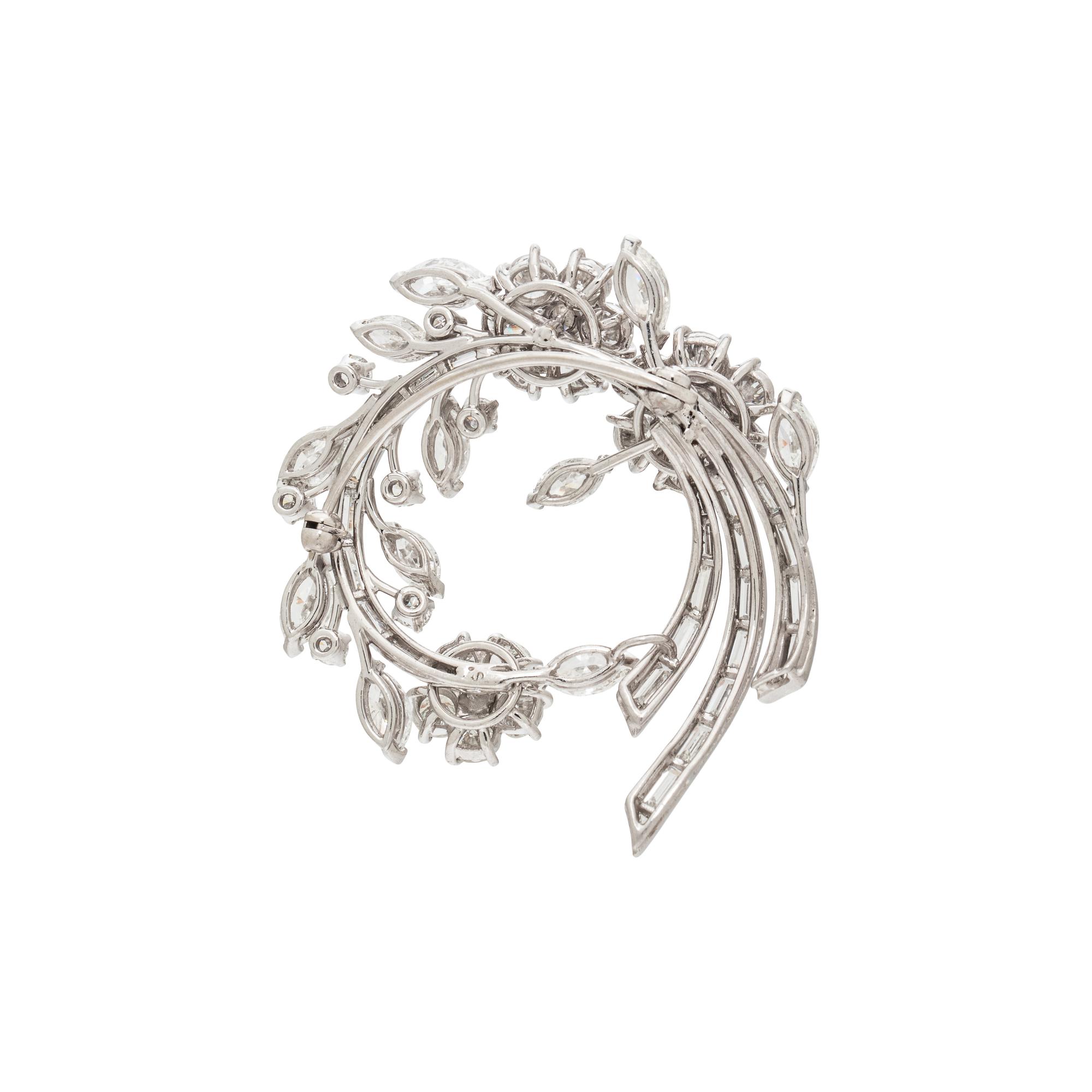 PLATINUM AND DIAMOND FLORAL SPRAY BROOCH
