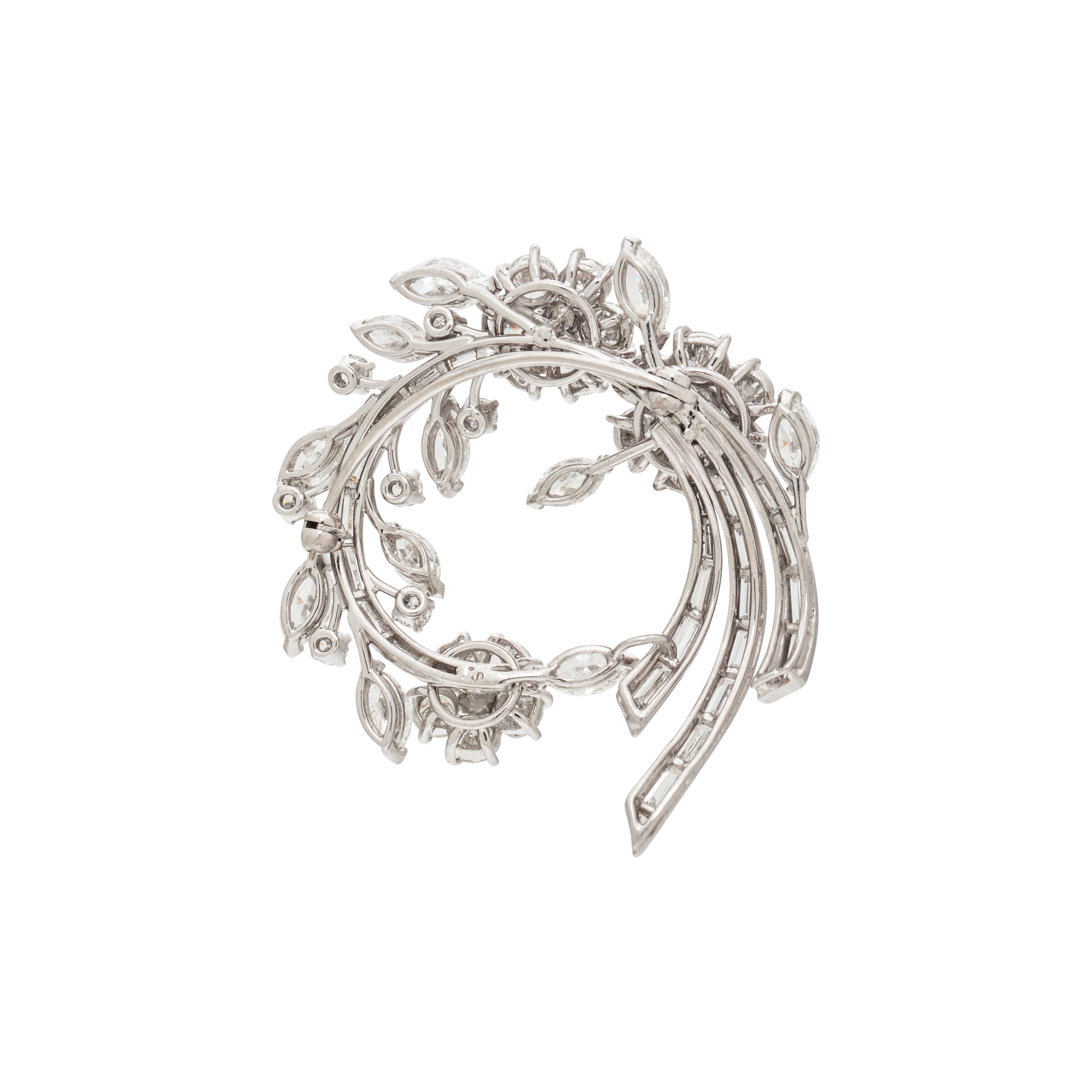 PLATINUM AND DIAMOND FLORAL SPRAY BROOCH
