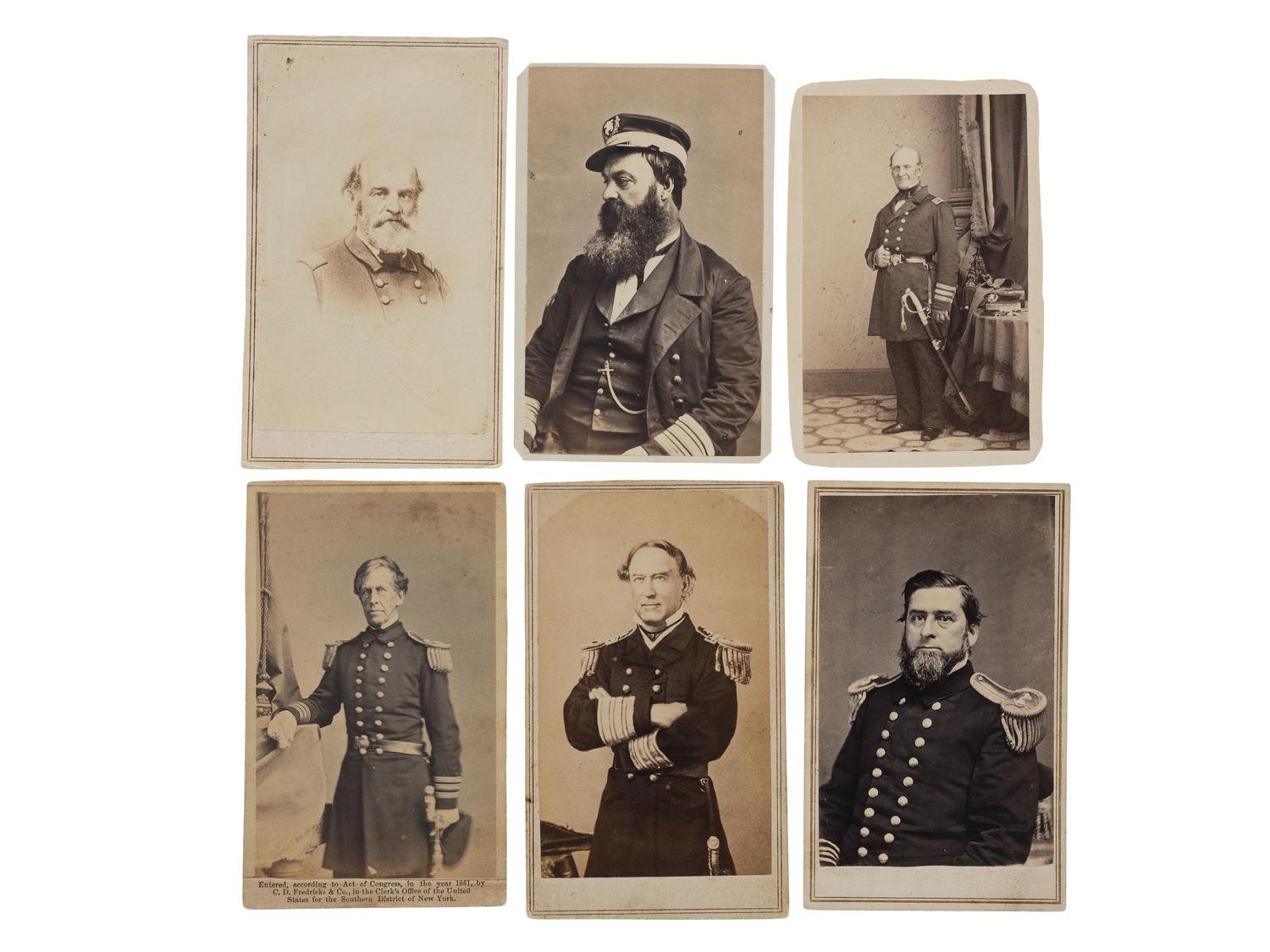 [CIVIL WAR]. A group of 6 CDVs of Union Navy flag officers, comprising: