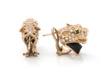 DIAMOND, ONYX AND GEMSTONE LION SET
