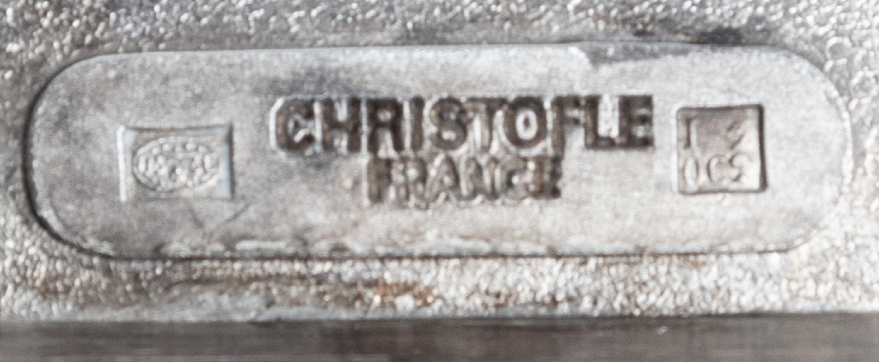 A Pair of French Silver-Plate Three-Light Candelabra, Christofle, Paris, Second Half 20th Century, Cluny pattern, with original Christo