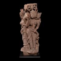 An Indian Sandstone Sculpture, Rajasthan or Madhya Pradesh, Mid 12th Century — 十二世紀中葉 印度拉贾斯坦邦或中央邦 砂岩女神像