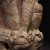 An impressive pair of large painted pottery "Earth Spirits" 镇墓兽一对 Tang dynasty ?