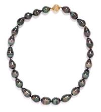 A Yellow Gold, Diamond and Cultured Pearl Necklace,