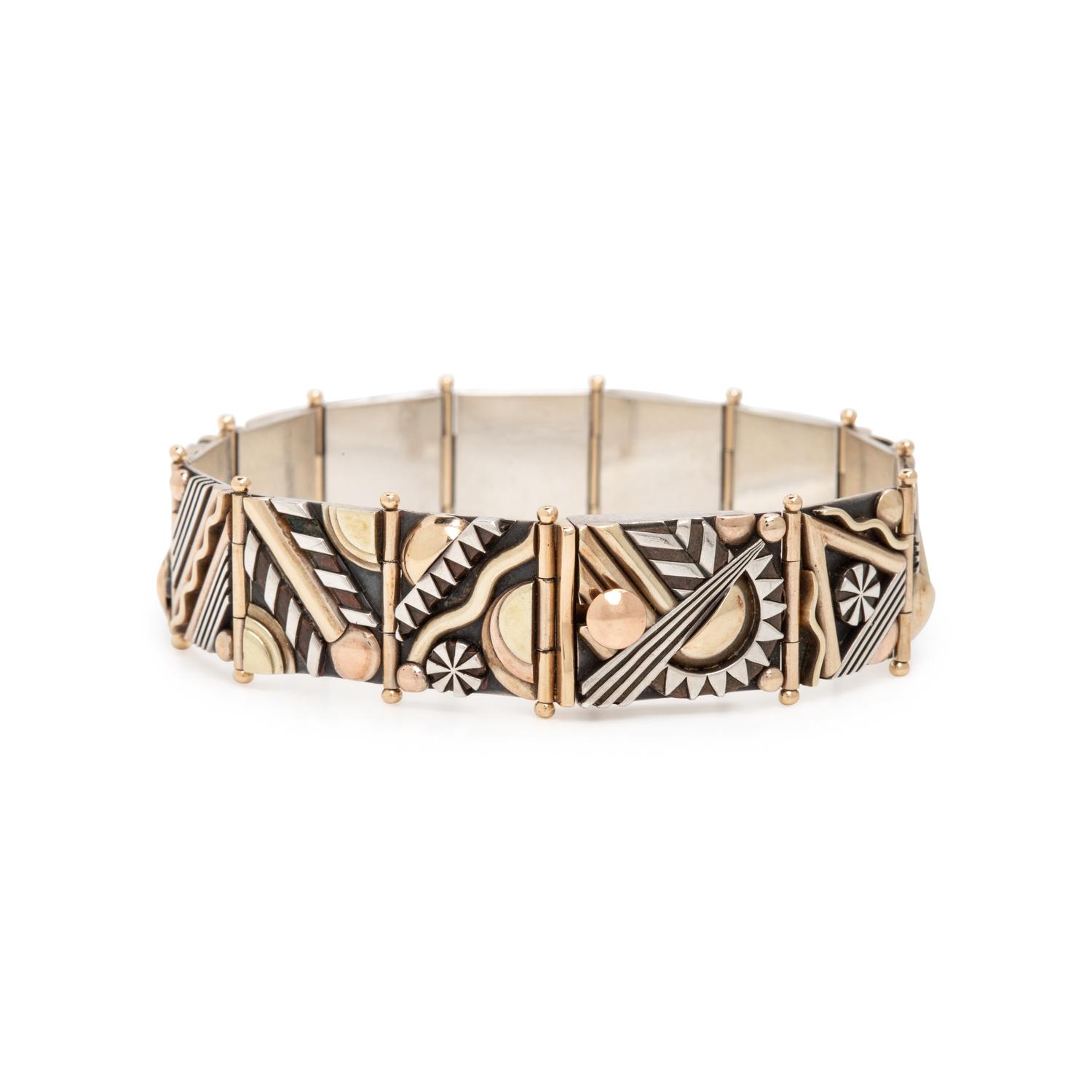 Aaron Macsai, Yellow Gold and Silver Geometric Bracelet