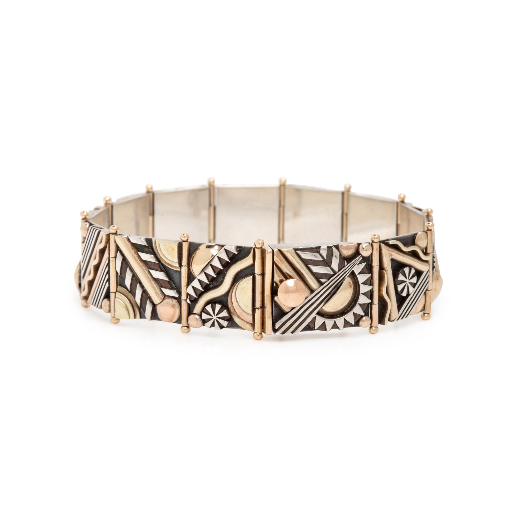 Aaron Macsai, Yellow Gold and Silver Geometric Bracelet