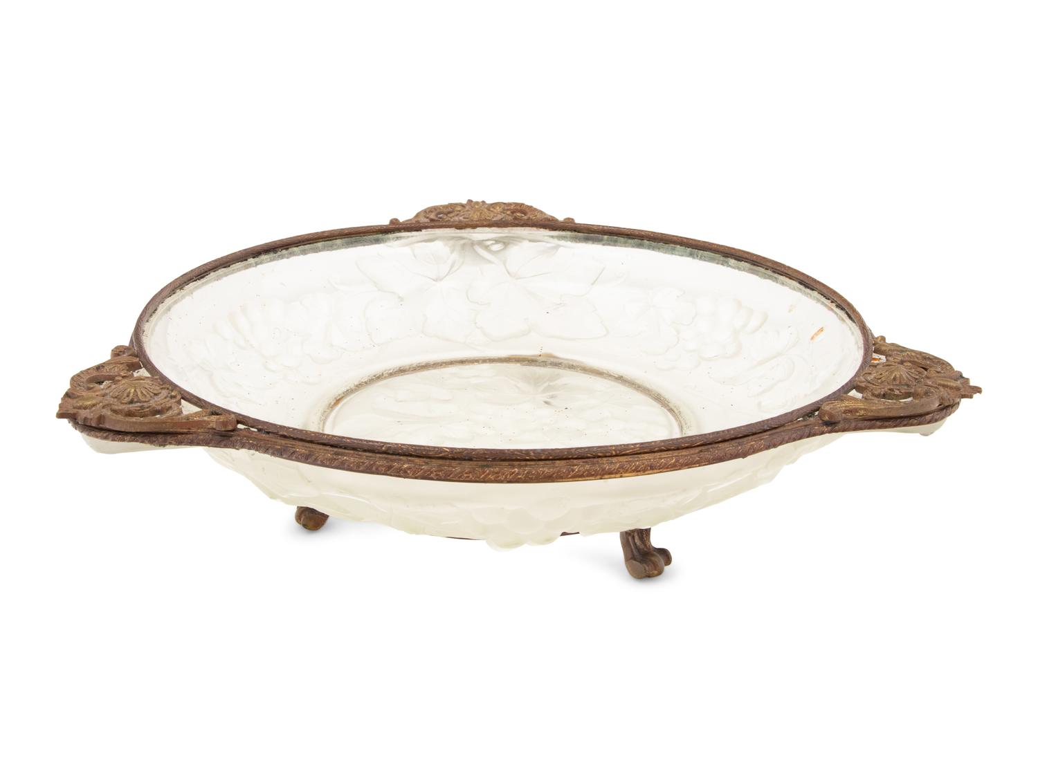 A Sabino Gilt Metal Mounted Glass Center Bowl