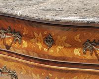 A Louis XV Style Marquetry Commode with Breccia Marble Top