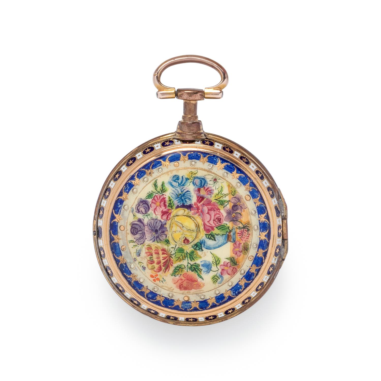 ENAMEL OPEN FACE POCKET WATCH