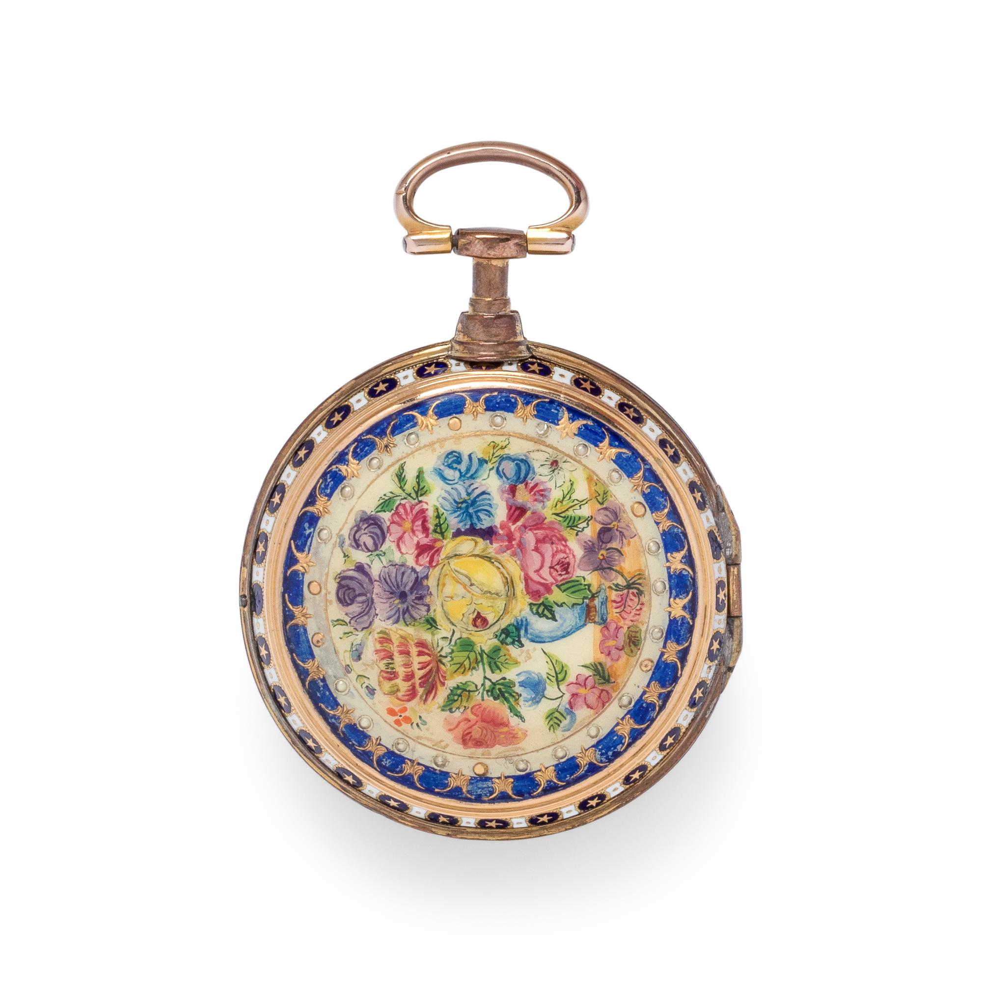 ENAMEL OPEN FACE POCKET WATCH