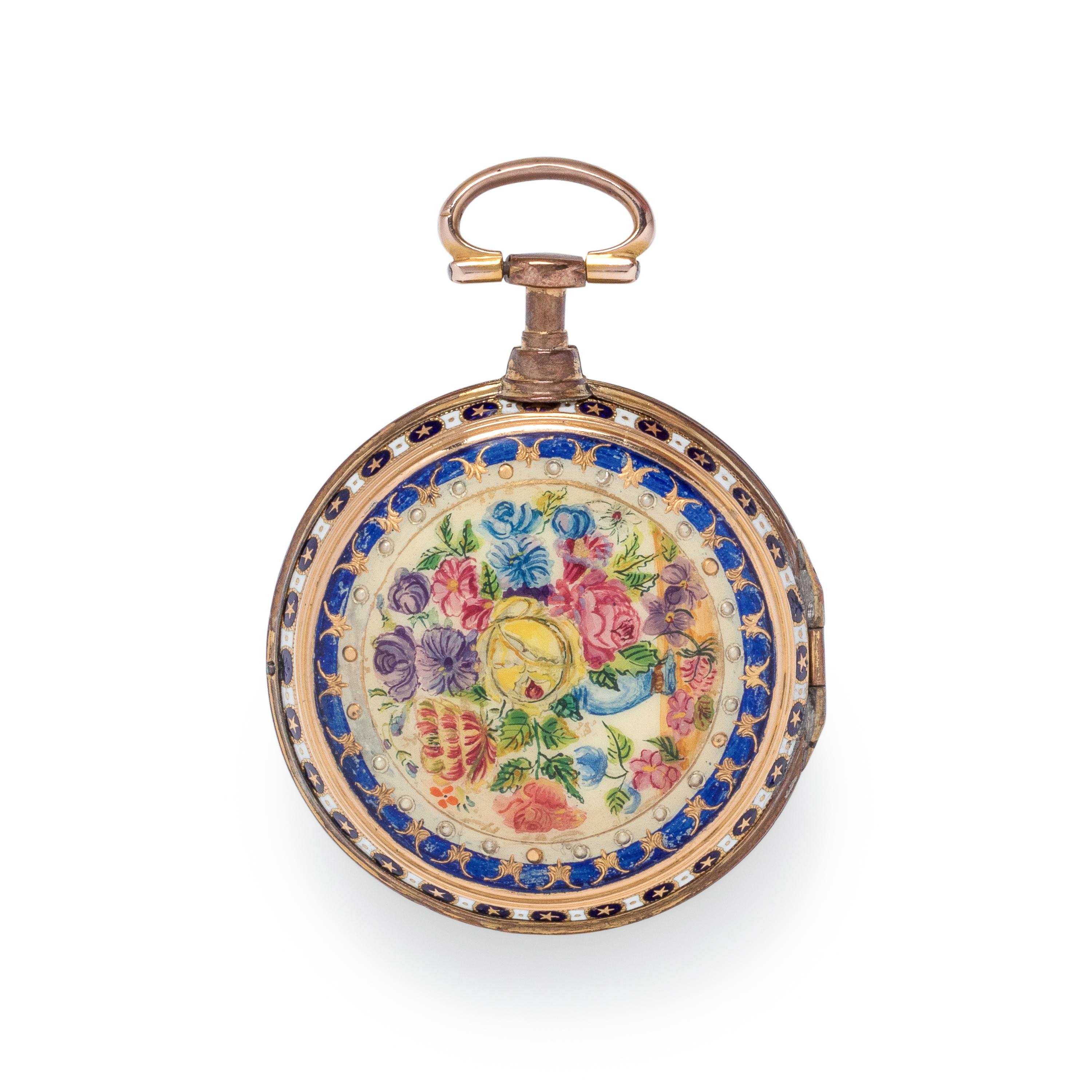 ENAMEL OPEN FACE POCKET WATCH