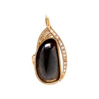YELLOW GOLD, BLACK BOULDER OPAL AND DIAMOND PENDANT