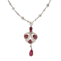 EDWARDIAN, BURMESE RUBY AND DIAMOND PENDANT NECKLACE