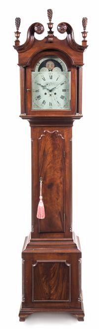 A Chippendale Mahogany Tall Case Clock Height 104 1/2 x width 24 3/4 x depth 12 1/2 inches. — WORKS BY JOHN FISHER, YORKTOWN, LATE 18TH CENTURY