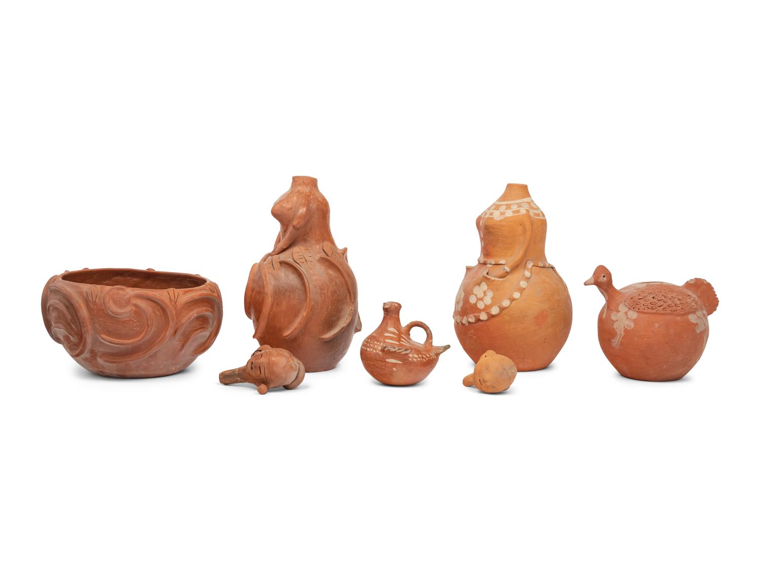 Five Redware Figural Vessels