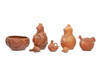 Five Redware Figural Vessels