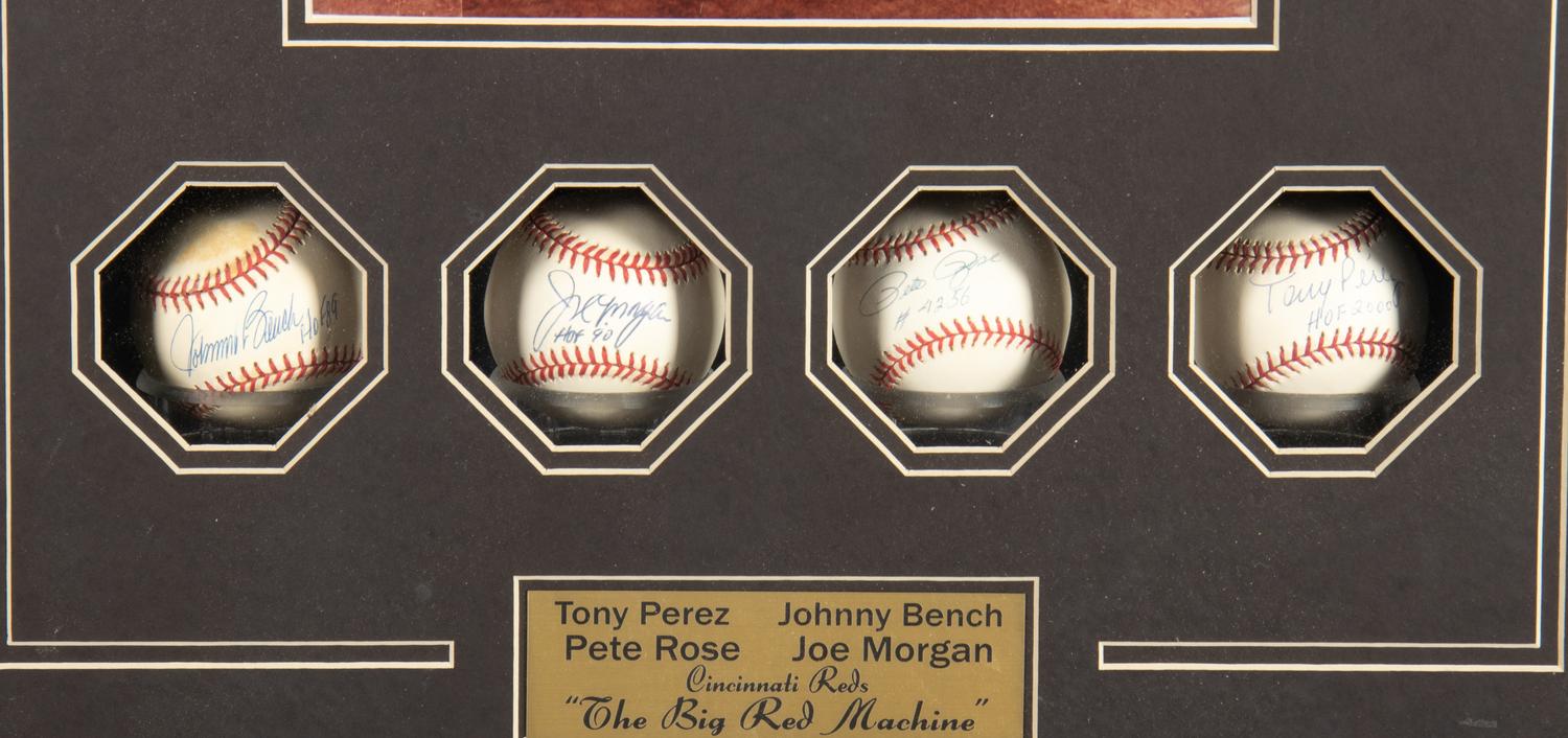 A Cincinnati Reds Big Red Machine Signed Autograph Baseball Display,