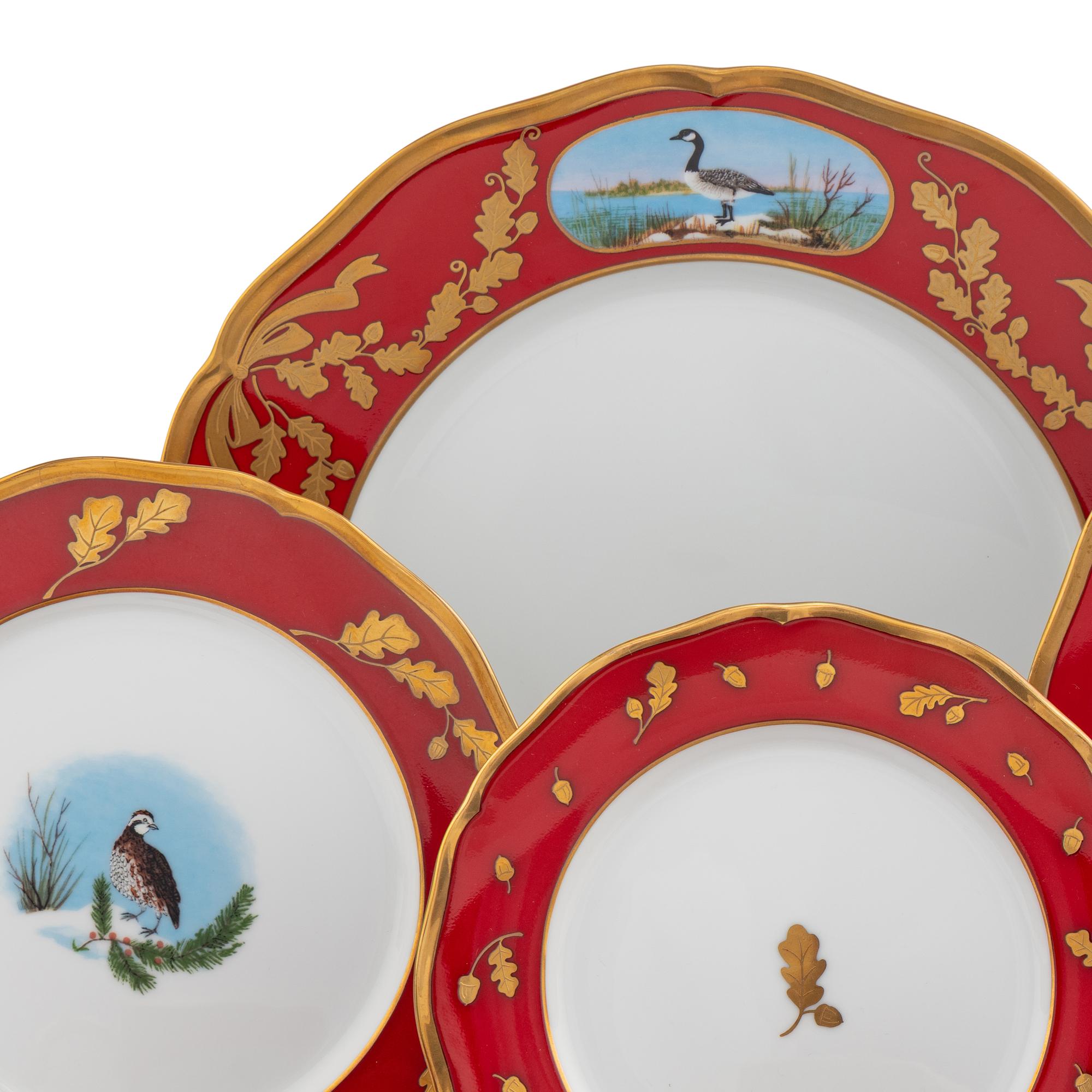 A Lynn Chase Winter Game Birds Porcelain Dinner Service