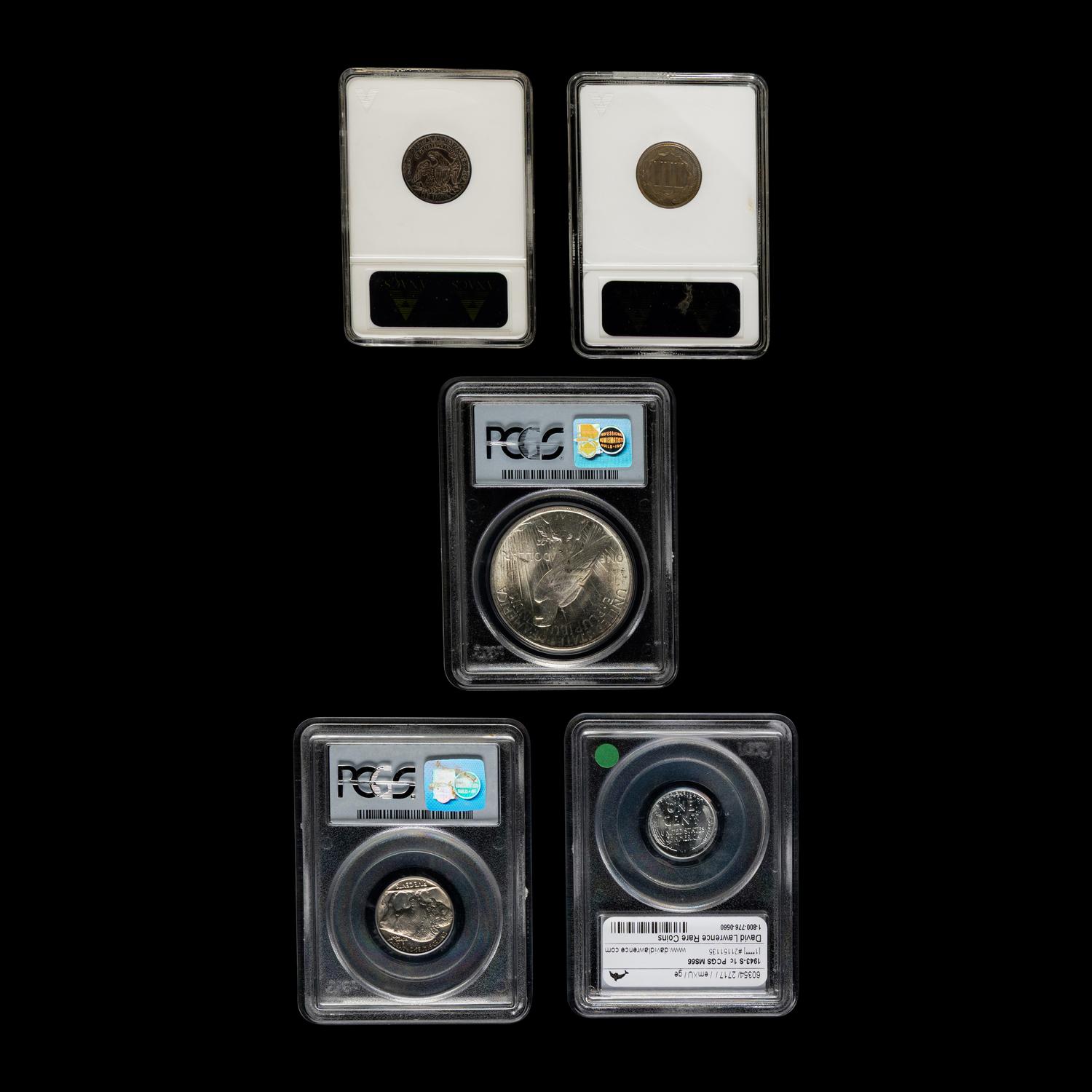 A Group of Five United States Graded Coins
