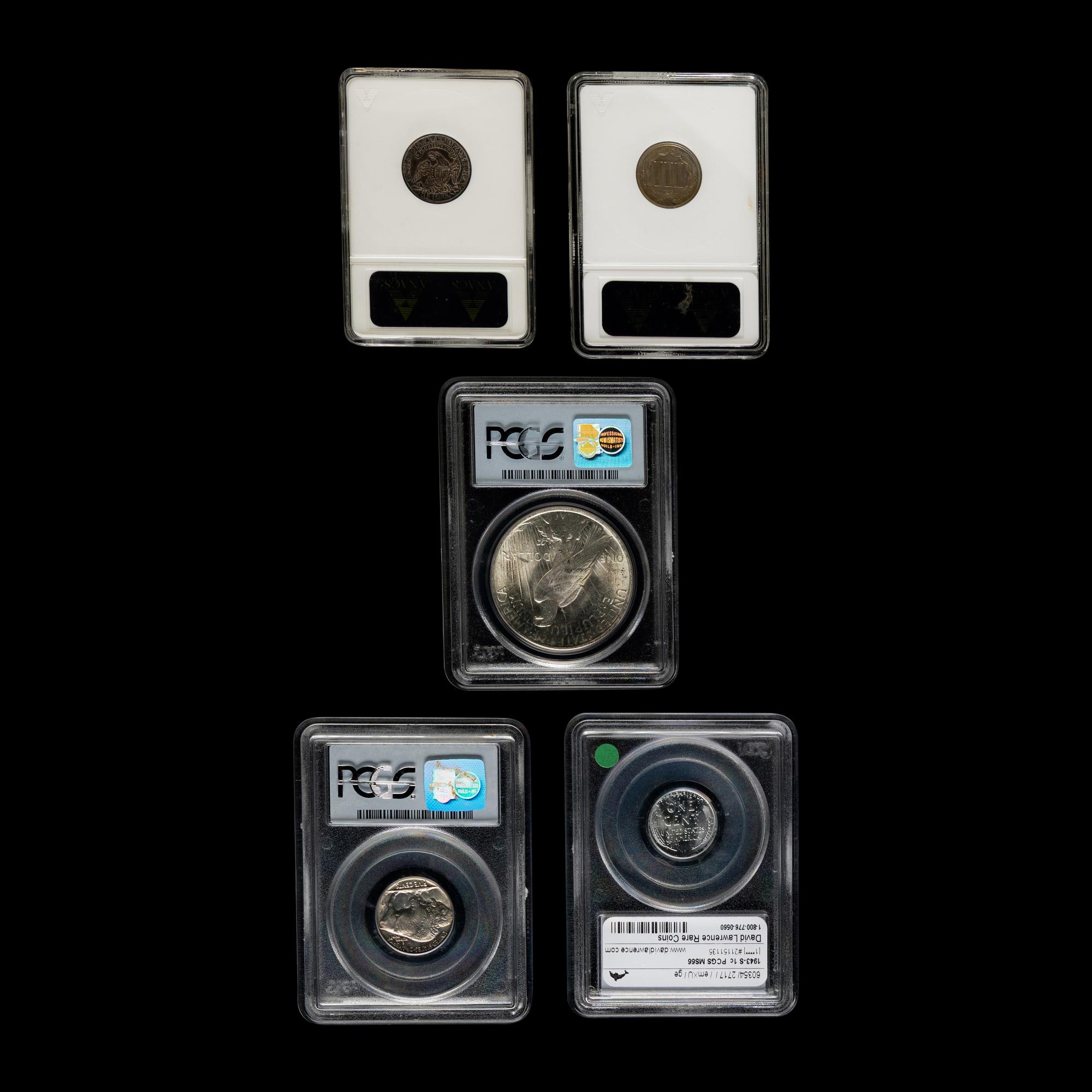 A Group of Five United States Graded Coins