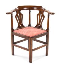 A George III Walnut Corner Chair, 19TH CENTURY, Height 31 3/4 inches. — 19TH CENTURY,