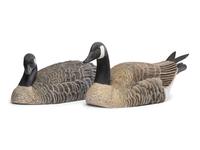 A Pair of Hollow Carved and Painted Wood Canada Goose Decoys