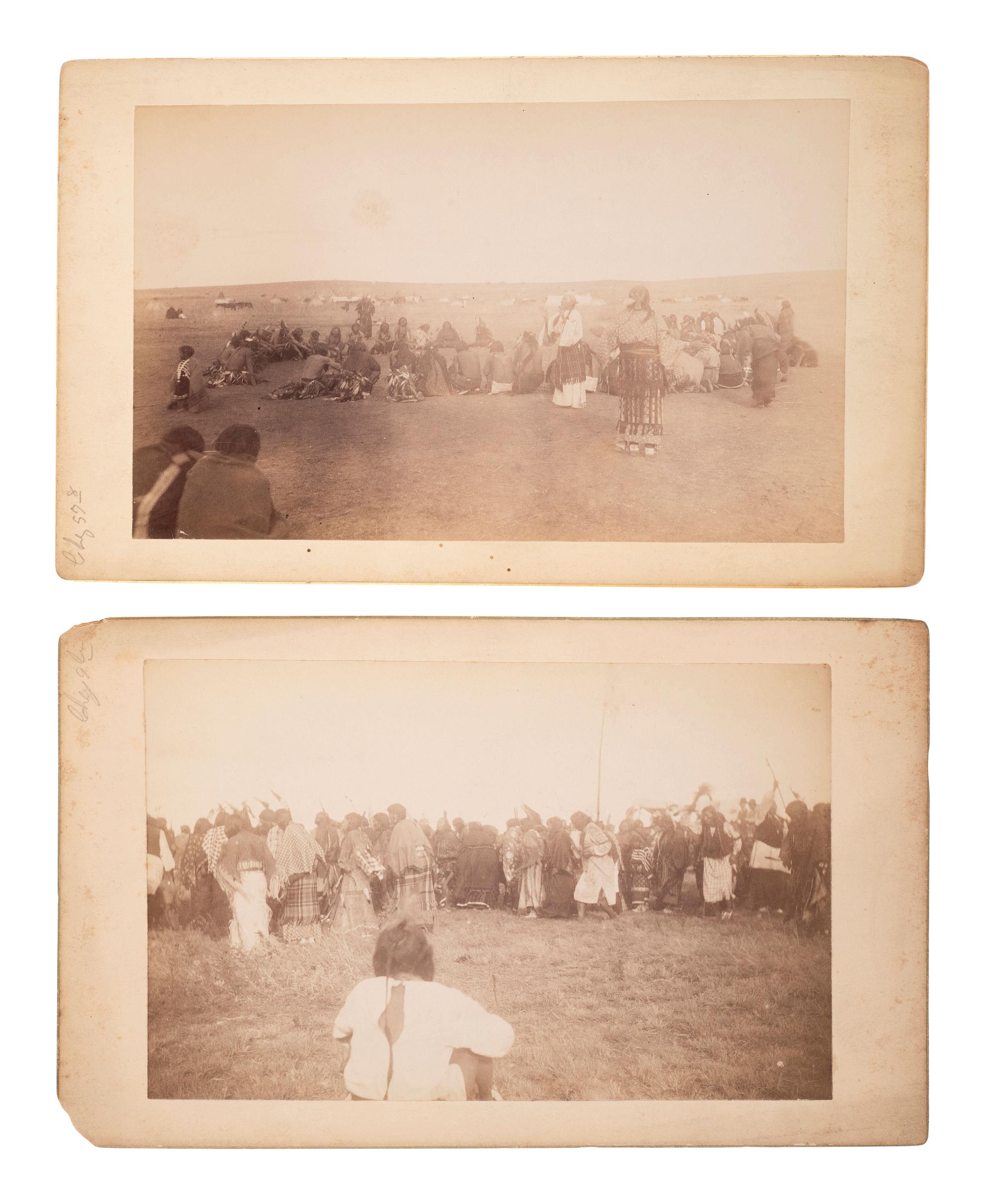 [NATIVE AMERICANS]. MOONEY, James (1861-1921), photographer. A collection of 10 photographs from Mooney’s pioneering investigations of the Ghost Dance and other Native American Circle Dances. Ca 1892-1893.