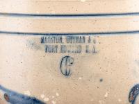 A Maxstun, Ottman & Co. Cobalt Decorated Six-Gallon Stoneware Cooler