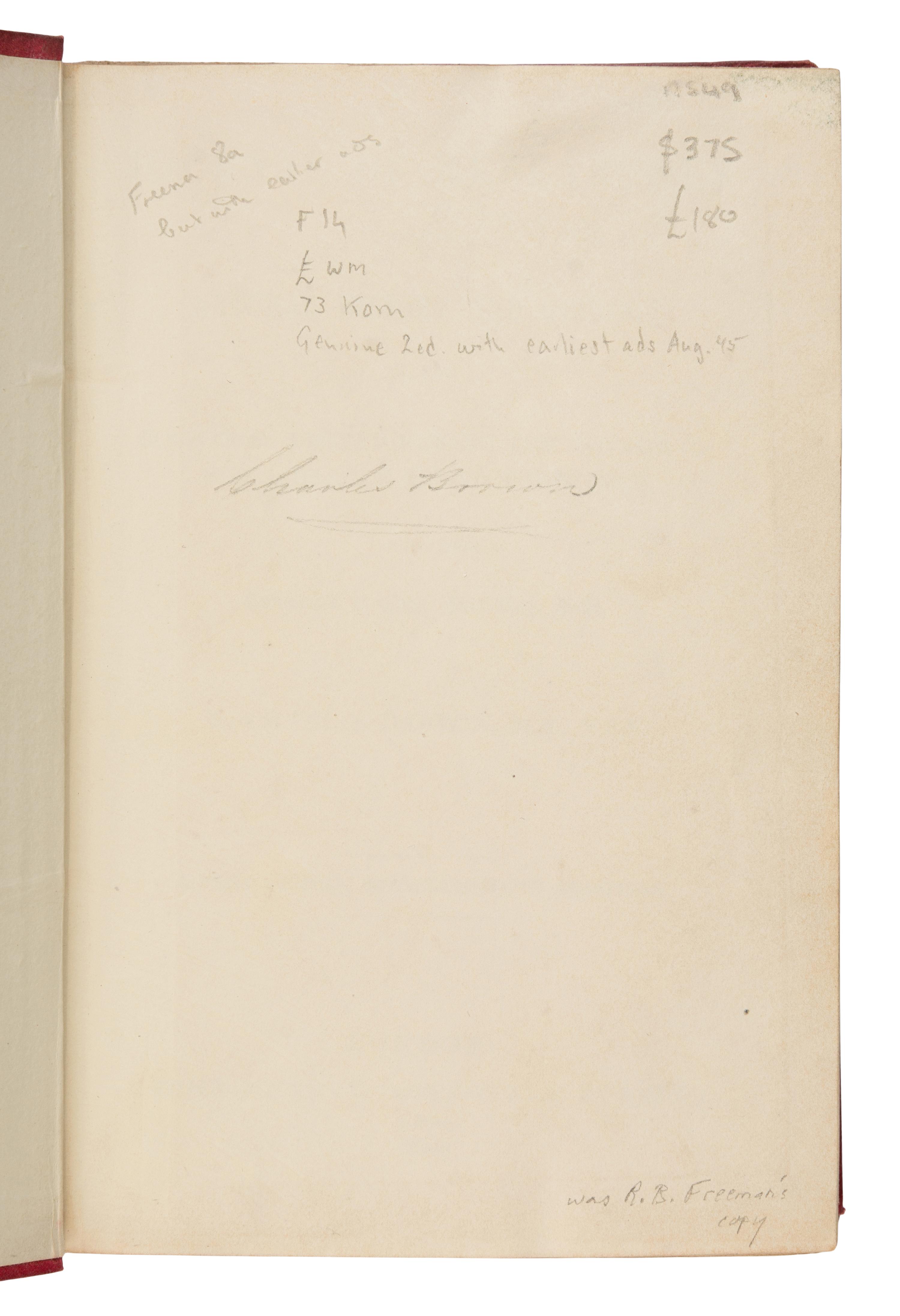 Darwin, Charles (1809-1882). Journal of Researches into the Natural History and Geology of the Countries Visited During the Voyage of H.M.S. Beagle Round the World . London: John Murray, 1845.