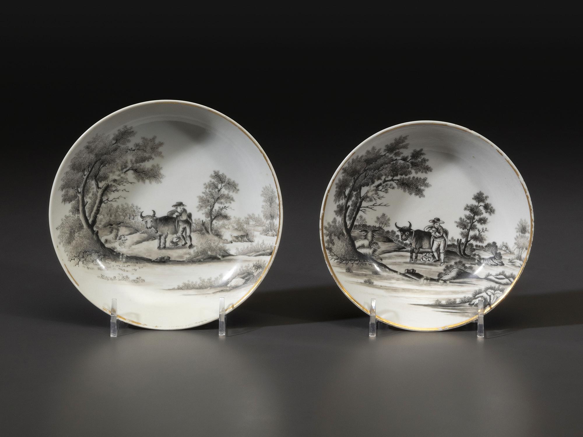 Six Chinese Export Porcelain 'Quaker Farmer' Articles