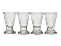 A Set of Eleven Louis XVI Style Blown and Etched Drinking Glasses Bearing The Monogram of Marie Antoinette