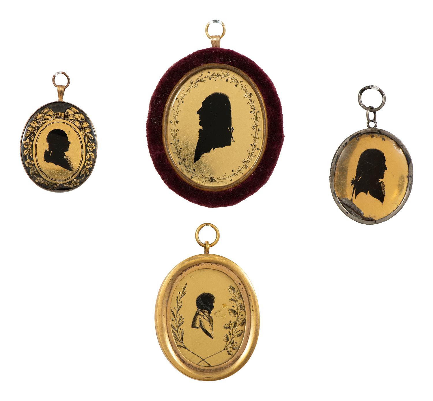 Six Verre Eglomise Silhouette Portraits of Gentleman