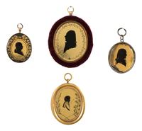 Six Verre Eglomise Silhouette Portraits of Gentleman