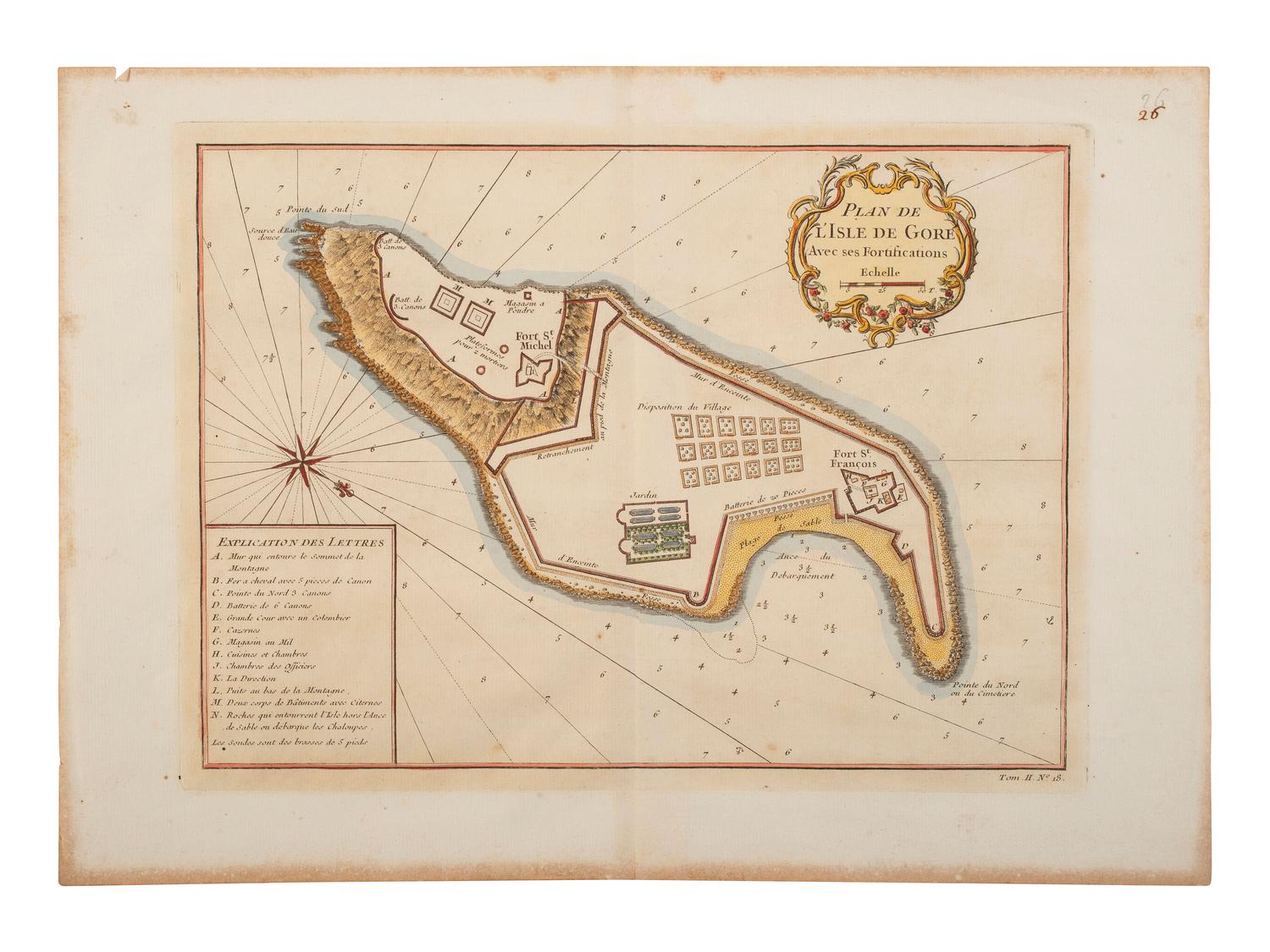 [ENSLAVEMENT & ABOLITION]. A group of 3 prints related to the Atlantic slave trade, including plans for two forts along Africa's west coast.