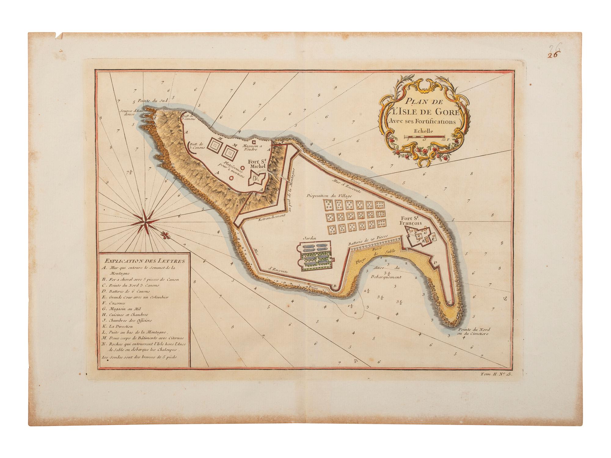 [ENSLAVEMENT & ABOLITION]. A group of 3 prints related to the Atlantic slave trade, including plans for two forts along Africa's west coast.