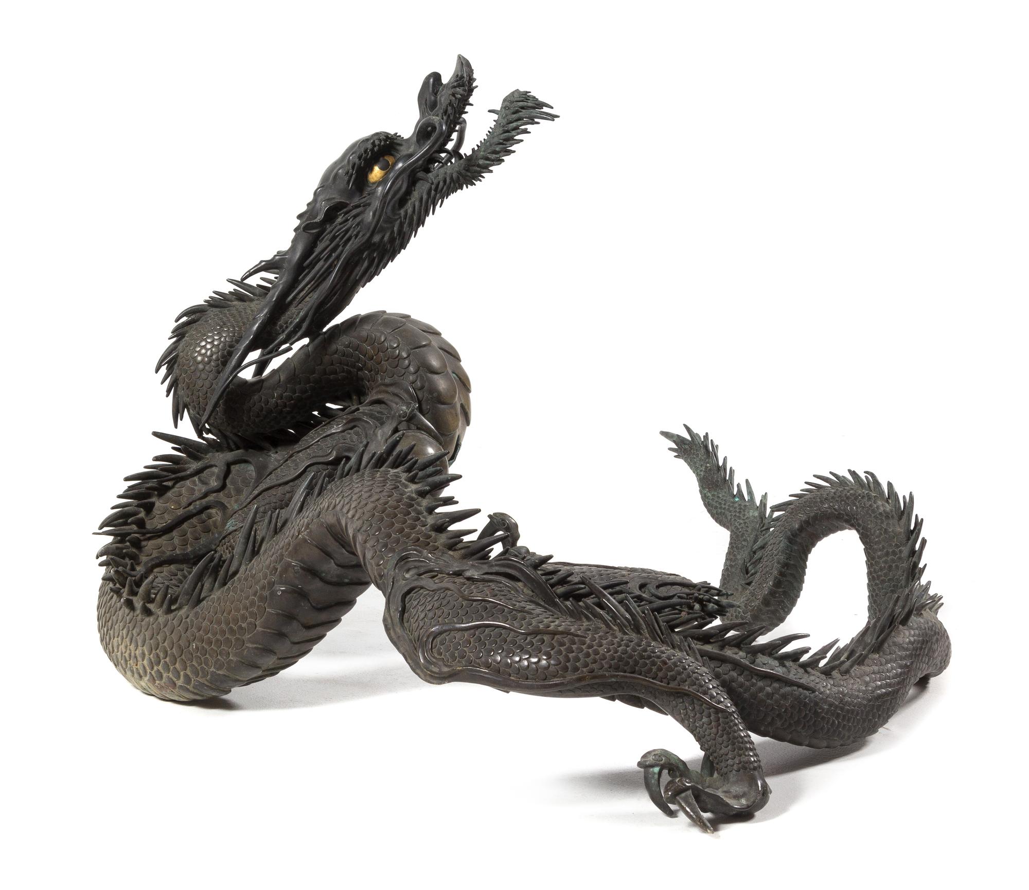 A Large Bronze Model of a Dragon — SIGNED SUZUKI KAZUYOSHI, 19TH/EARLY 20TH CENTURY