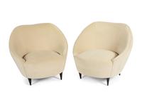 A Pair of Gondola Upholstered Lounge Chairs
