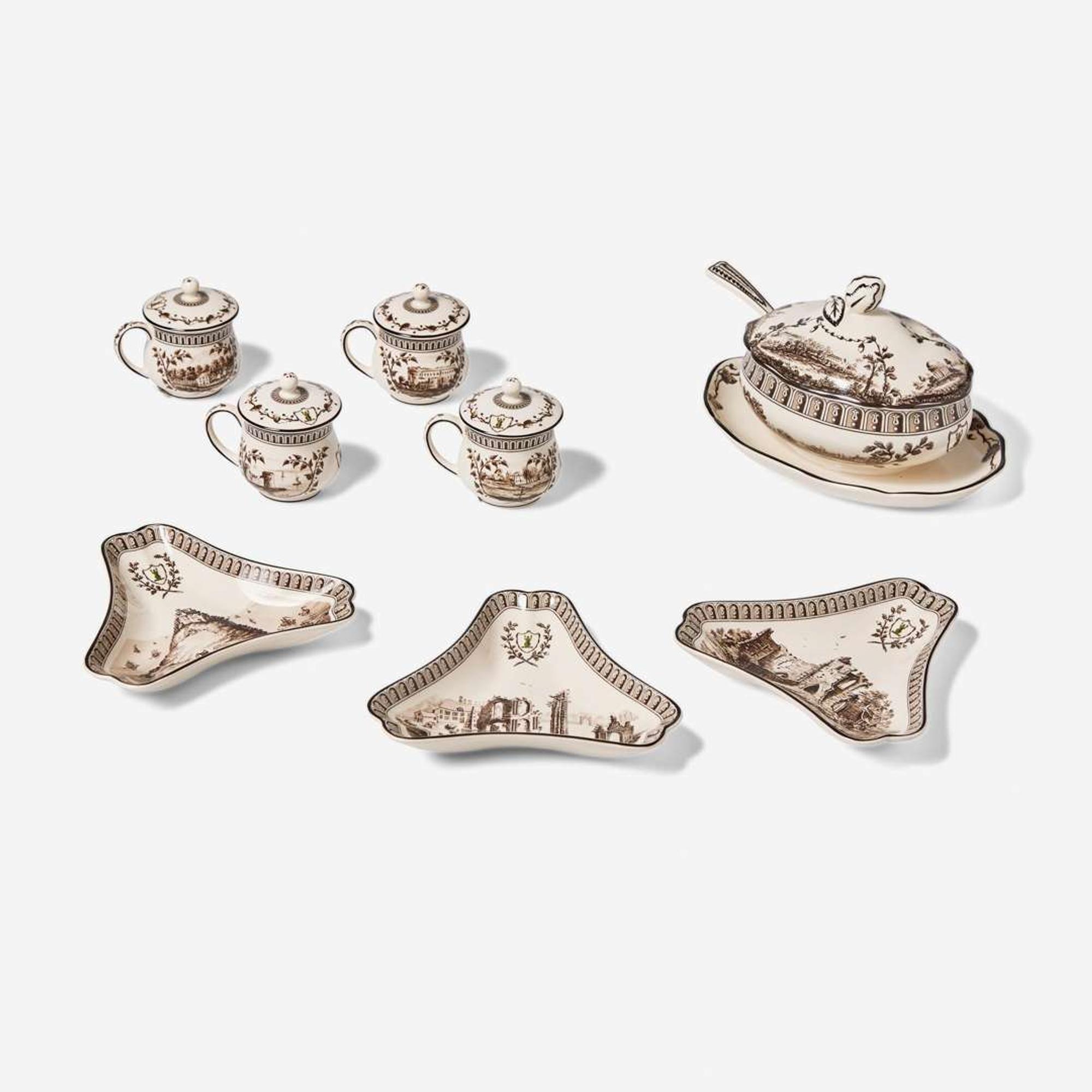 A set of Wedgwood Queensware Frog Service Reproductions UK, circa 2000