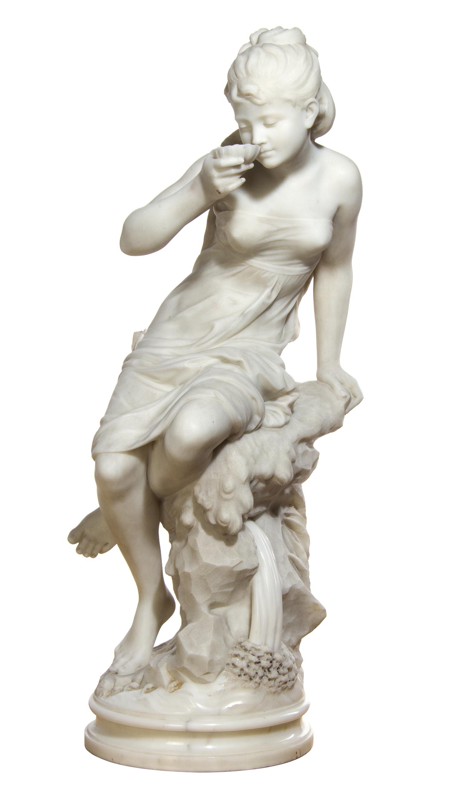 Orazio Andreoni, (Italian, 19th Century), Nymph Drinking from a Shell