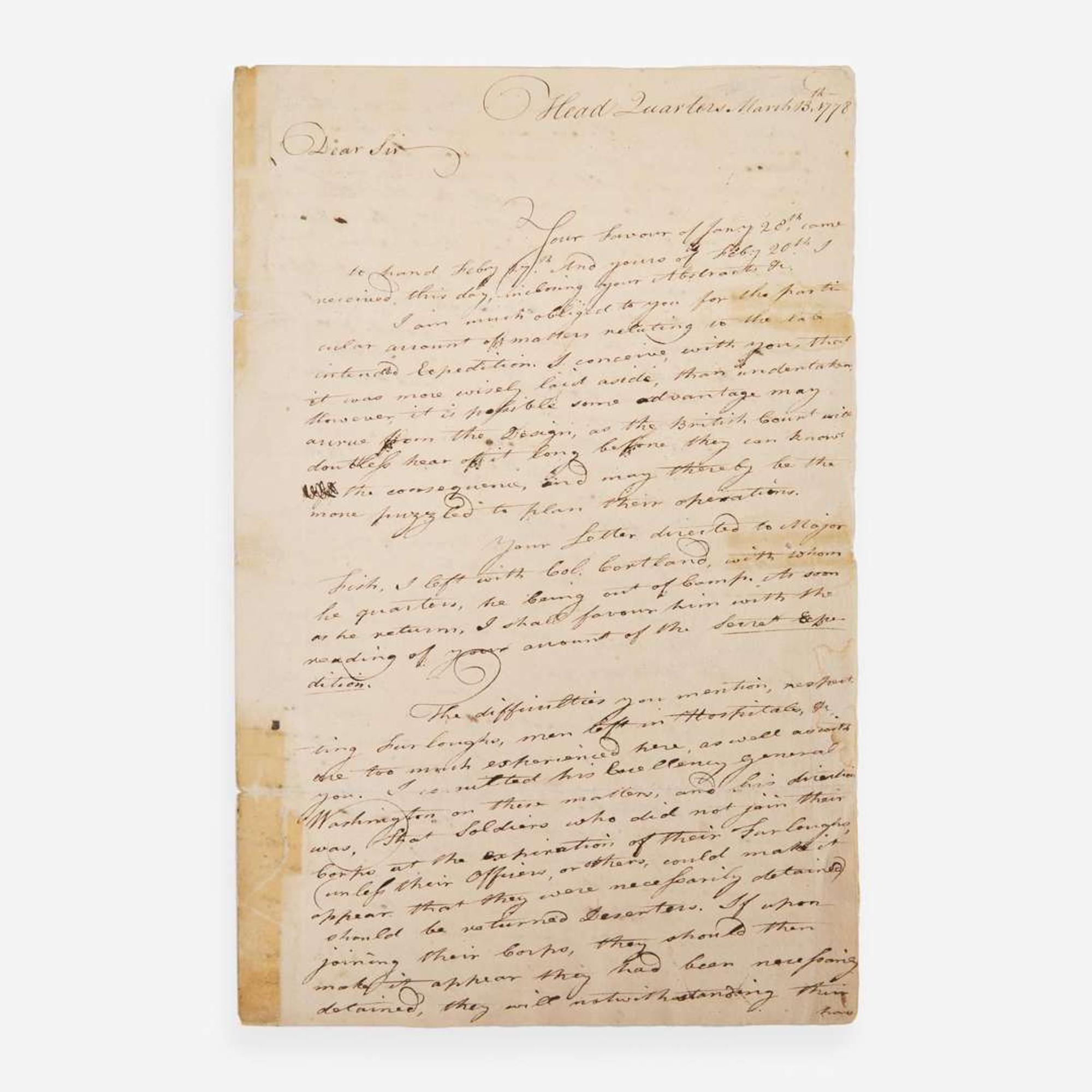 [Valley Forge] Ward, Joseph Autograph Letter, signed