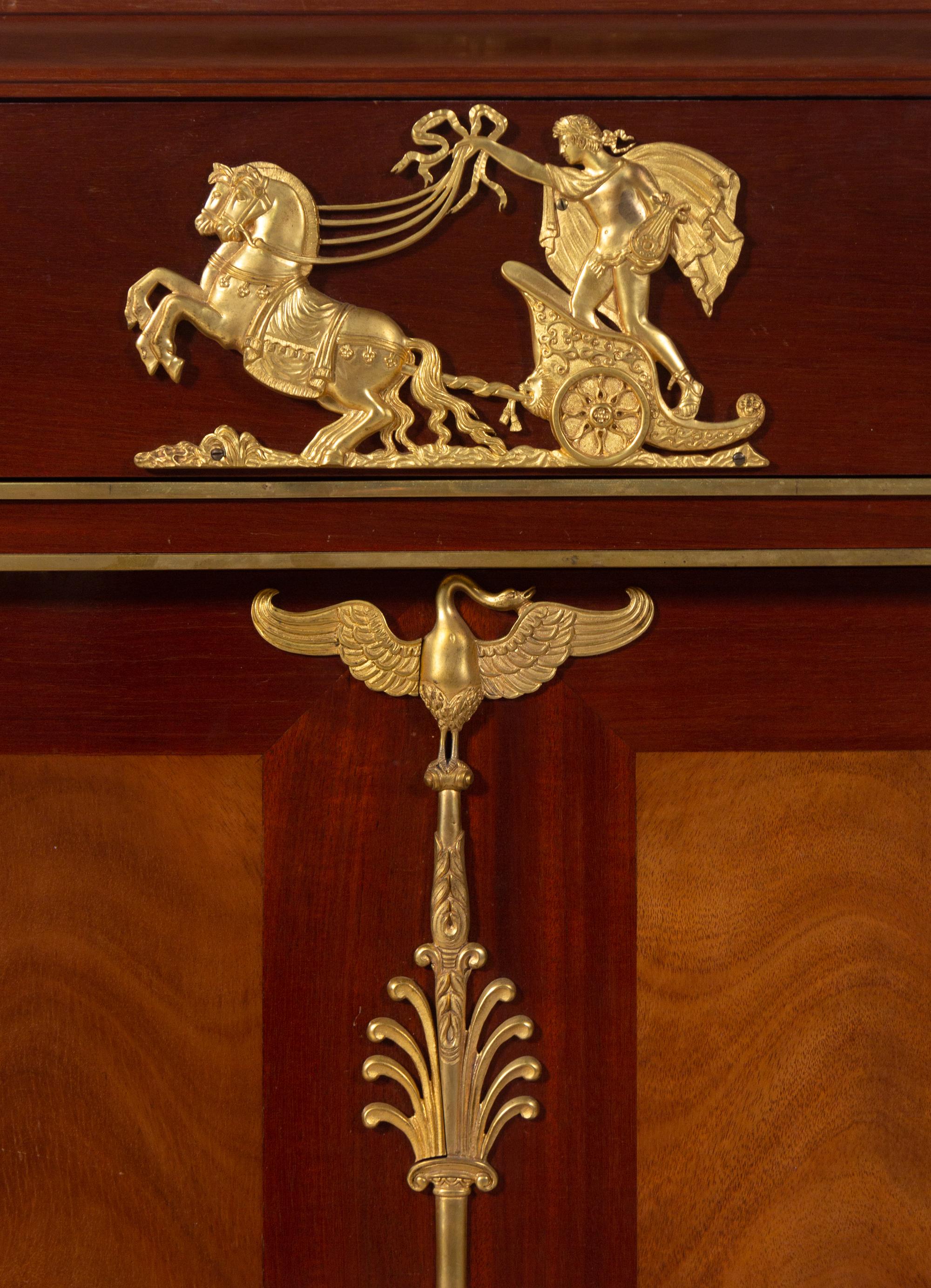 An Empire Style Gilt Bronze Mounted Mahogany Cabinet