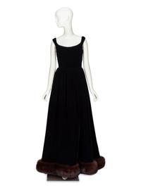 Oscar de la Renta, Velvet Evening Gown with Fur Trim