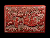 Four Chinese Carved Red Lacquer Articles