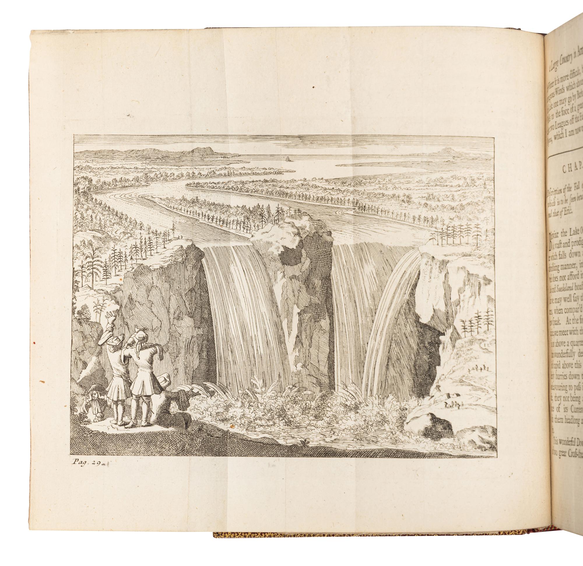 HENNEPIN, Louis (1640-ca 1705). A New Discovery of the Vast Country in America, Extending above Four Thousand Miles, between New France and New Mexico . -- A Continuation... Giving an Account of the Attempts of the Sieur De la Salle upon the Mines of St Barbe... London: M. Bentley, J. Tonson, H. Bonwick, T. Goodwin and S. Manship, 1698.