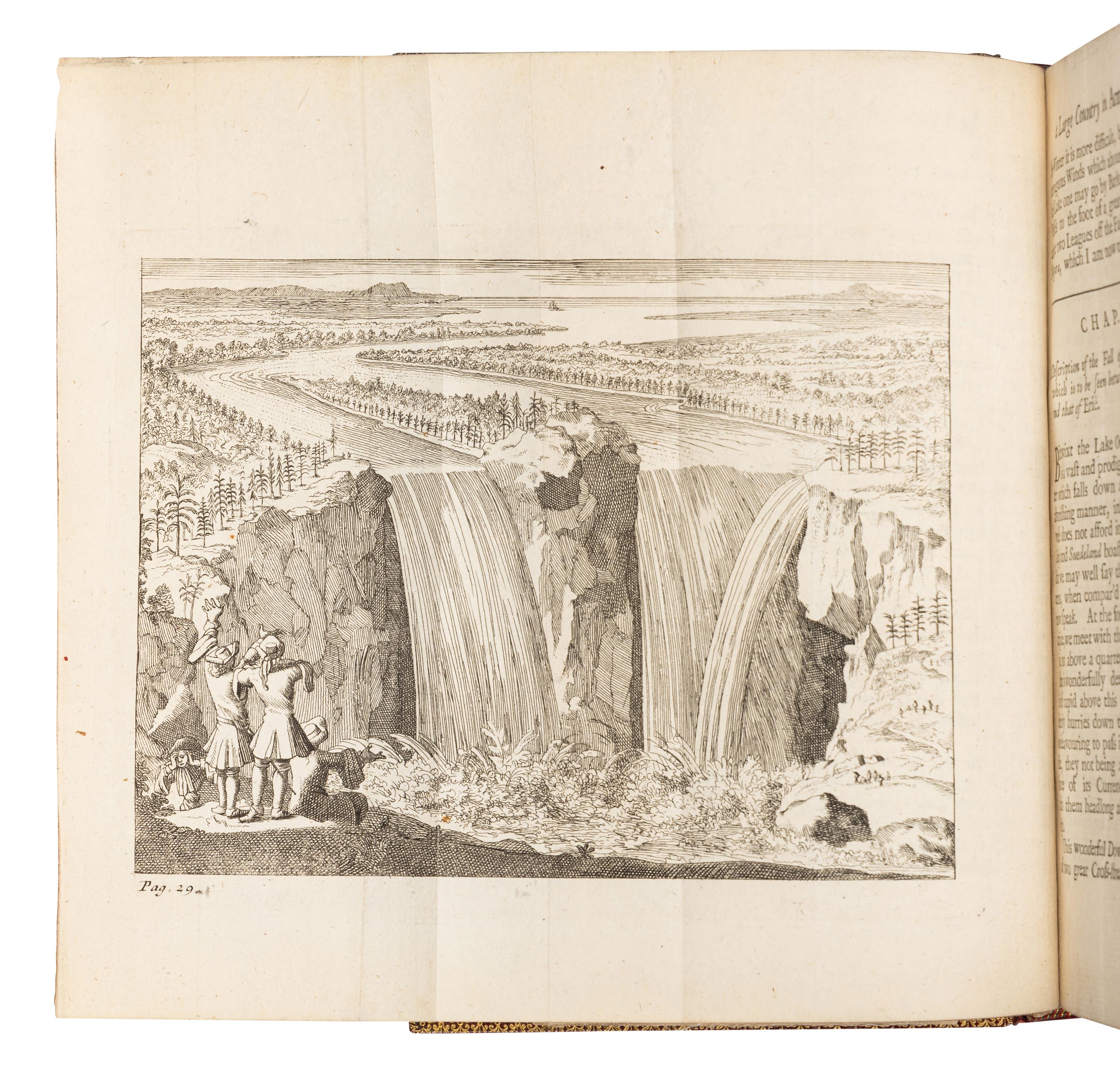 HENNEPIN, Louis (1640-ca 1705). A New Discovery of the Vast Country in America, Extending above Four Thousand Miles, between New France and New Mexico . -- A Continuation... Giving an Account of the Attempts of the Sieur De la Salle upon the Mines of St Barbe... London: M. Bentley, J. Tonson, H. Bonwick, T. Goodwin and S. Manship, 1698.