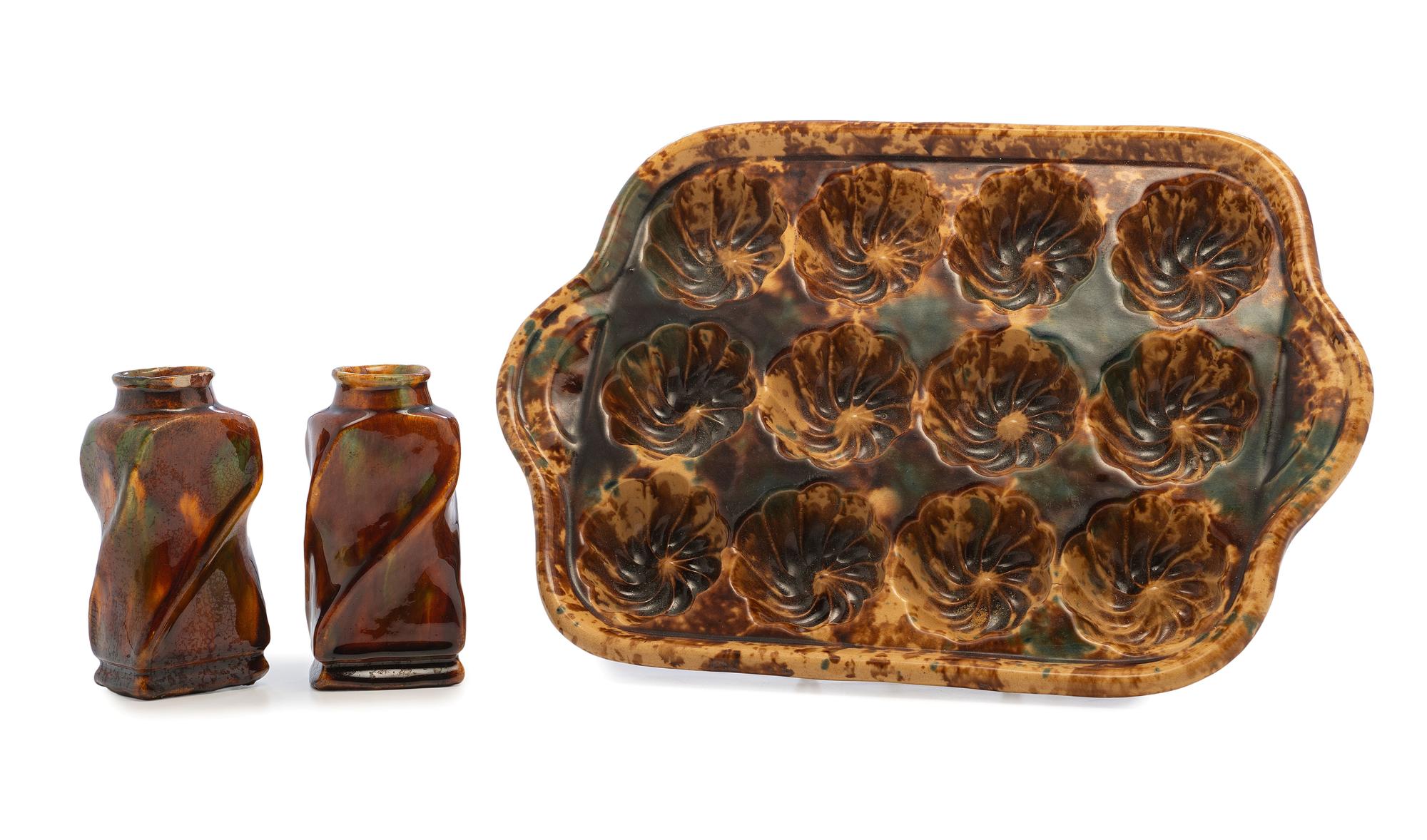 Three Rockingham Glazed Table Articles