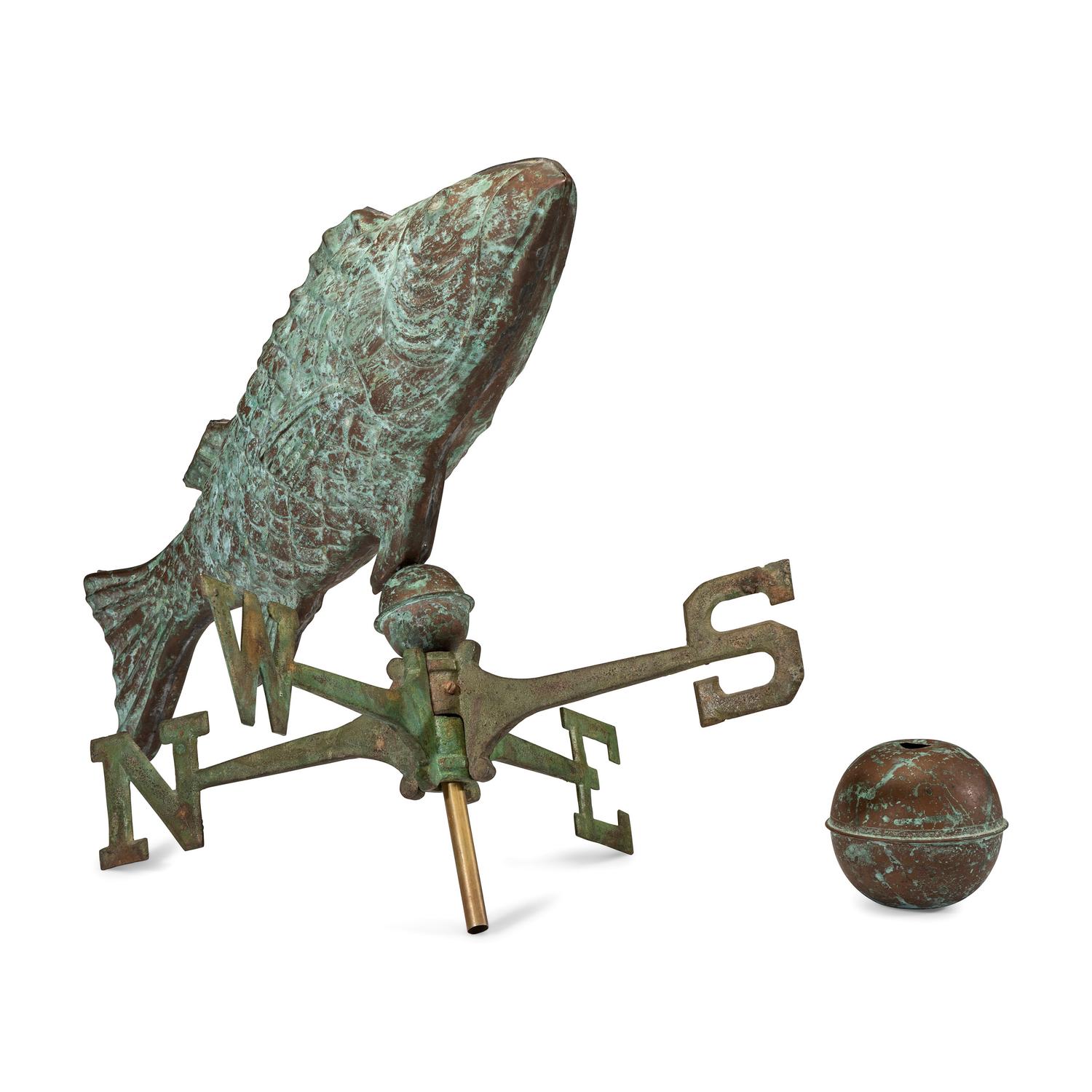 A Pressed and Molded Copper Fish-Form Weathervane