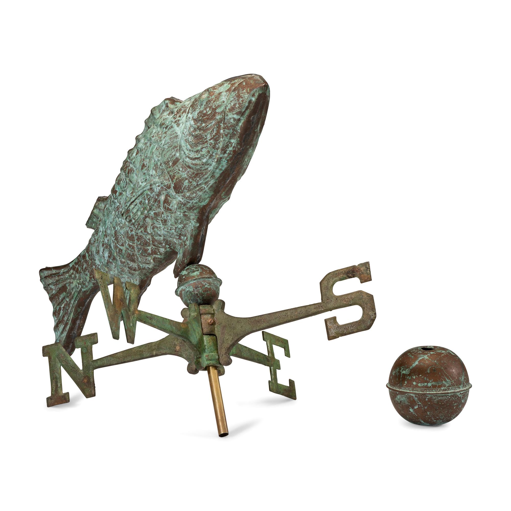 A Pressed and Molded Copper Fish-Form Weathervane